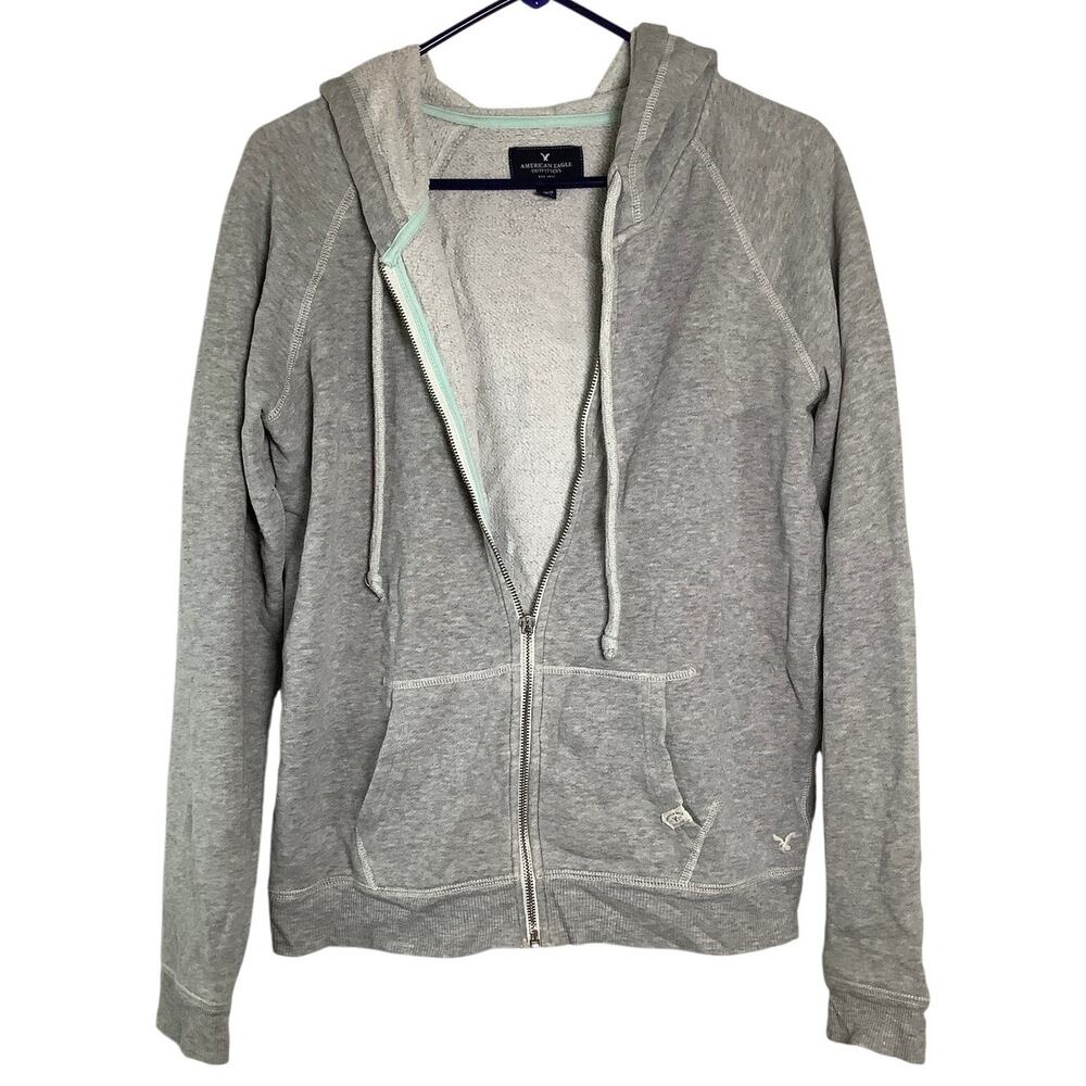 American Eagle Outfitters Women's Large Heather Gray Full Zip Hoodie HR9-22